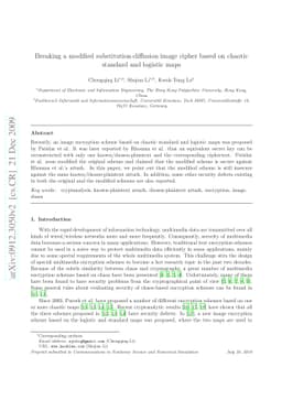 Breaking a modified substitution-diffusion image cipher based on chaotic
  standard and logistic maps