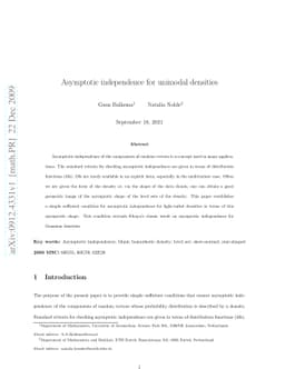 Asymptotic independence for unimodal densities