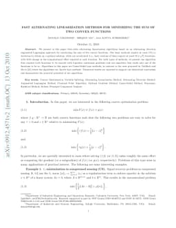 Fast Alternating Linearization Methods for Minimizing the Sum of Two
  Convex Functions