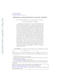 Estimation of high-dimensional low-rank matrices