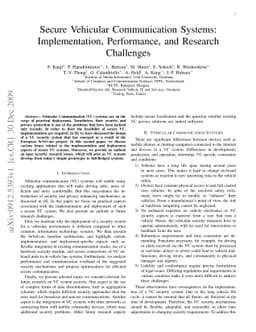 Secure Vehicular Communication Systems: Implementation, Performance, and
  Research Challenges