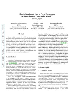 How to Specify and How to Prove Correctness of Secure Routing Protocols
  for MANET