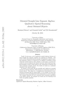 Oriented Straight Line Segment Algebra: Qualitative Spatial Reasoning
  about Oriented Objects