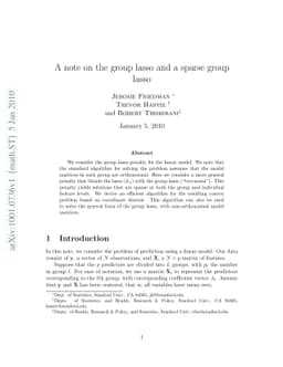 A note on the group lasso and a sparse group lasso