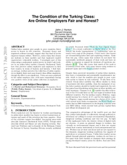 The Condition of the Turking Class: Are Online Employers Fair and
  Honest?