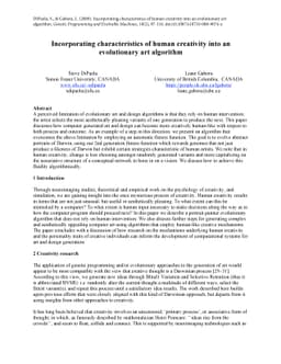 Incorporating characteristics of human creativity into an evolutionary
  art algorithm