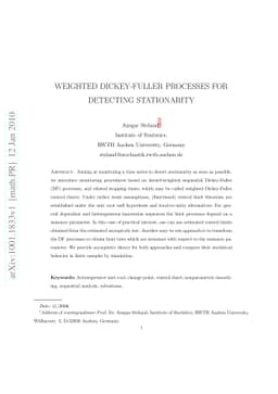 Weighted Dickey-Fuller Processes for Detecting Stationarity