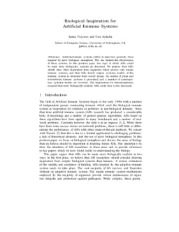 Biological Inspiration for Artificial Immune Systems