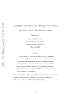 Asymptotic equivalence and sufficiency for volatility estimation under
  microstructure noise
