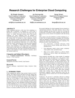 Research Challenges for Enterprise Cloud Computing