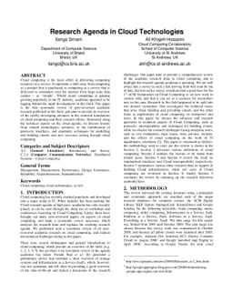 Research Agenda in Cloud Technologies