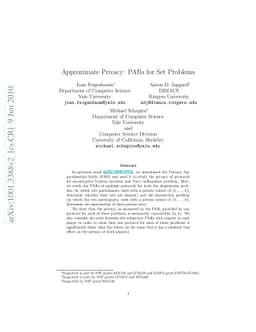 Approximate Privacy: PARs for Set Problems