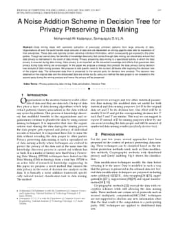 A Noise Addition Scheme in Decision Tree for Privacy Preserving Data
  Mining
