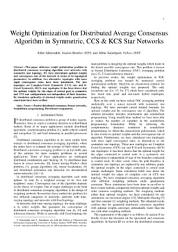 Weight Optimization for Distributed Average Consensus Algorithm in
  Symmetric, CCS & KCS Star Networks