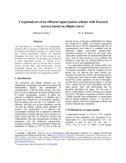 Cryptanalysis of an Efficient Signcryption Scheme with Forward Secrecy
  Based on Elliptic Curve