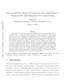 Improved EM for Mixture Proportions with Applications to Nonparametric
  ML Estimation for Censored Data