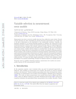 Variable selection in measurement error models