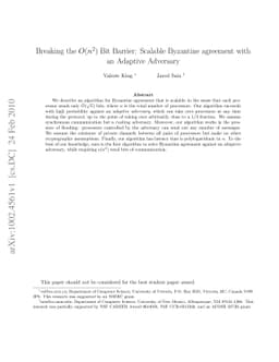 Breaking the O(n^2) Bit Barrier: Scalable Byzantine agreement with an
  Adaptive Adversary