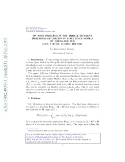 On some problems in the article "Efficient Likelihood Estimation in
  State Space Models" by Cheng-Der Fuh