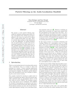 Particle Filtering on the Audio Localization Manifold