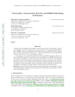 Universality, Characteristic Kernels and RKHS Embedding of Measures