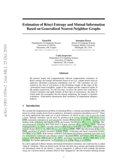 Estimation of Rényi Entropy and Mutual Information Based on
  Generalized Nearest-Neighbor Graphs