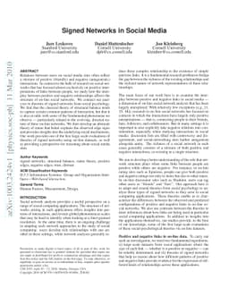 Signed Networks in Social Media