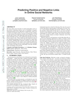 Predicting Positive and Negative Links in Online Social Networks