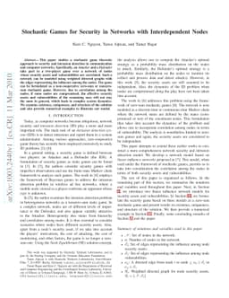Stochastic Games for Security in Networks with Interdependent Nodes