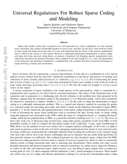 Universal Regularizers For Robust Sparse Coding and Modeling