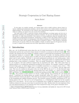 Strategic Cooperation in Cost Sharing Games