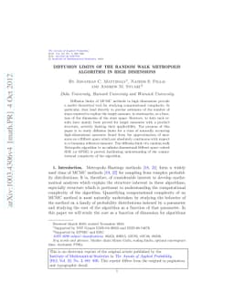 Diffusion limits of the random walk Metropolis algorithm in high
  dimensions