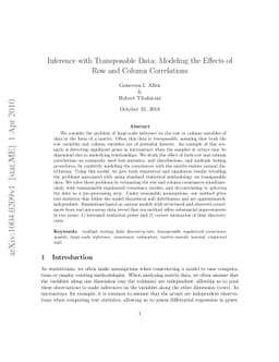 Inference with Transposable Data: Modeling the Effects of Row and Column
  Correlations