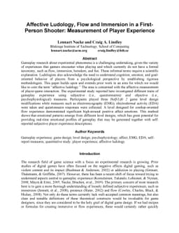 Affective Ludology, Flow and Immersion in a First- Person Shooter:
  Measurement of Player Experience