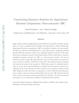 Constructing Summary Statistics for Approximate Bayesian Computation:
  Semi-automatic ABC