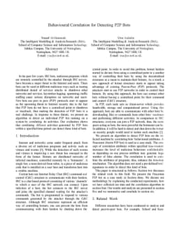 Behavioural Correlation for Detecting P2P Bots