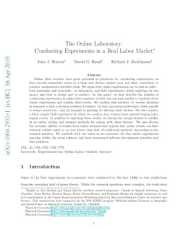The Online Laboratory: Conducting Experiments in a Real Labor Market
