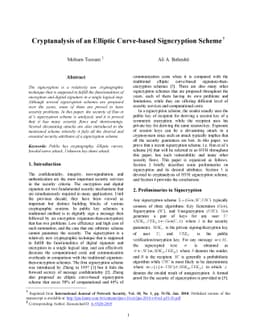 Cryptanalysis of an Elliptic Curve-based Signcryption Scheme