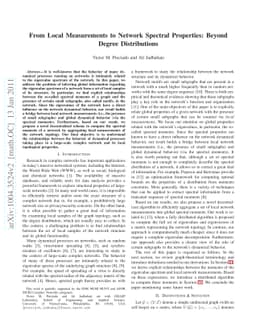 From Local Measurements to Network Spectral Properties: Beyond Degree
  Distributions