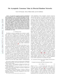 On Asymptotic Consensus Value in Directed Random Networks