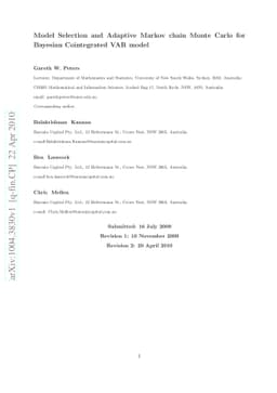 Model Selection and Adaptive Markov chain Monte Carlo for Bayesian
  Cointegrated VAR model