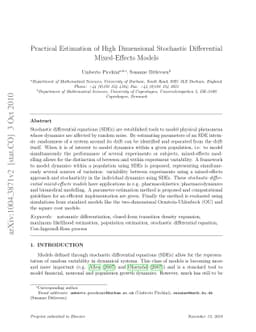 Practical Estimation of High Dimensional Stochastic Differential
  Mixed-Effects Models