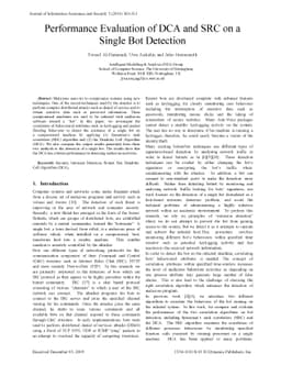 Performance Evaluation of DCA and SRC on a Single Bot Detection