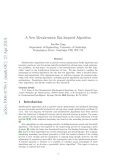 A New Metaheuristic Bat-Inspired Algorithm