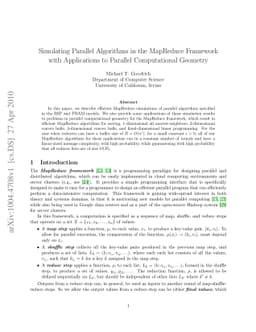 Simulating Parallel Algorithms in the MapReduce Framework with
  Applications to Parallel Computational Geometry