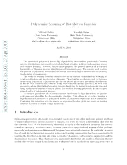 Polynomial Learning of Distribution Families