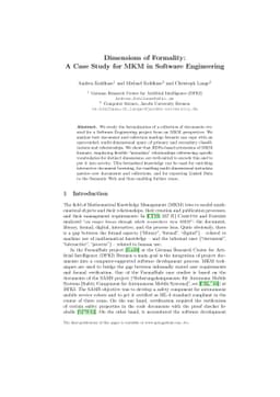 Dimensions of Formality: A Case Study for MKM in Software Engineering