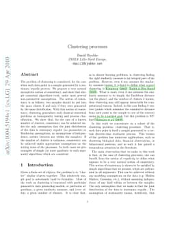 Clustering processes