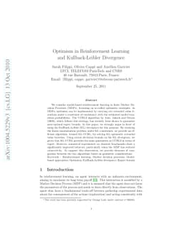 Optimism in Reinforcement Learning and Kullback-Leibler Divergence