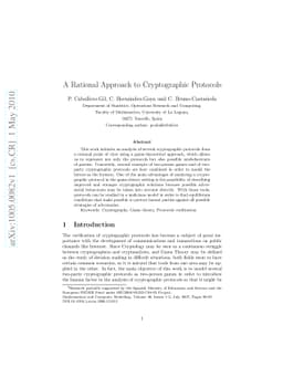 A Rational Approach to Cryptographic Protocols